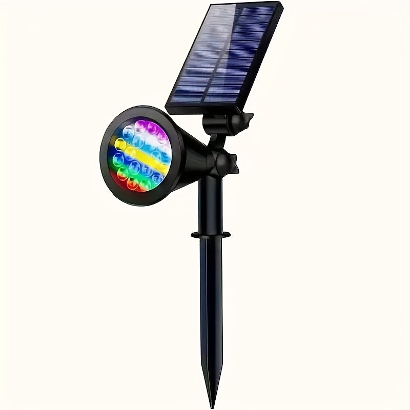 Solar Landscape Lights 2-in-1 Wall & Ground ¨C Independent Adjustable Solar Panel Auto On/Off | 8 Color Modes Outdoor Solar Spotlight for Garden, Driveway, Sidewalk & Pool Area | IP44 Waterproof