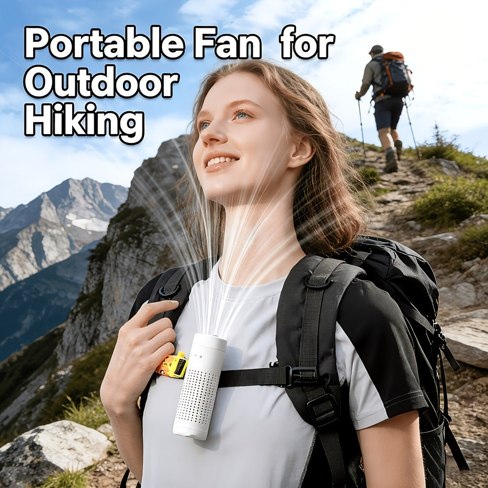 Turbo Handheld Fan 20000RPM Metal Cooling Plate 5-Speed Type-C Rechargeable Portable Mini Fan with LED Battery Display Waist Clip Flashlight for Travel Outdoor