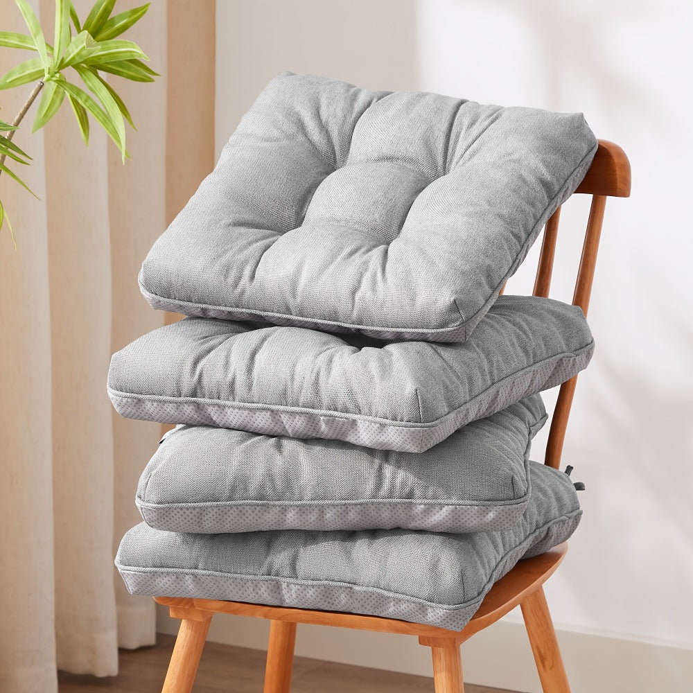 Memory Foam Chair Cushions Set of 4 ¨C Kitchen Chair Pads with Non-Slip Backing & Ties, 500GSM Thick Seat Cushions for Dining Chairs Indoor