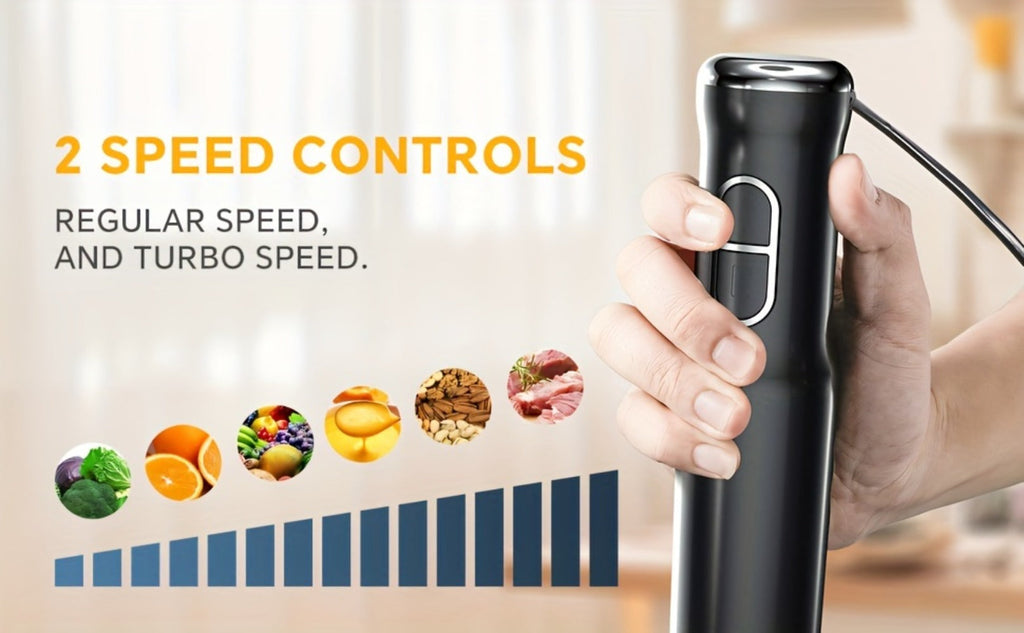 Immersion Blender 400W with Turbo Mode - Handheld Stick Blender with 304 Stainless Steel Blades, 2-Speed Electric Hand Blender, Detachable Shaft, Portable Immersion Mixer for Soups, Smoothies & Baby Food