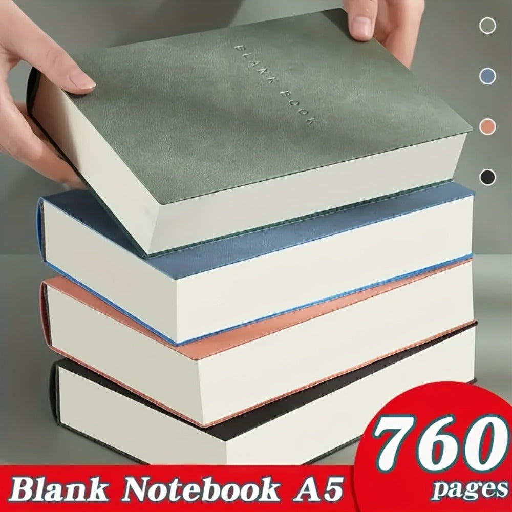 Blank Notebook A5 760 Pages Leather Soft Cover Sketchbook for Sketching Drawing Journaling College Students Adults Gift