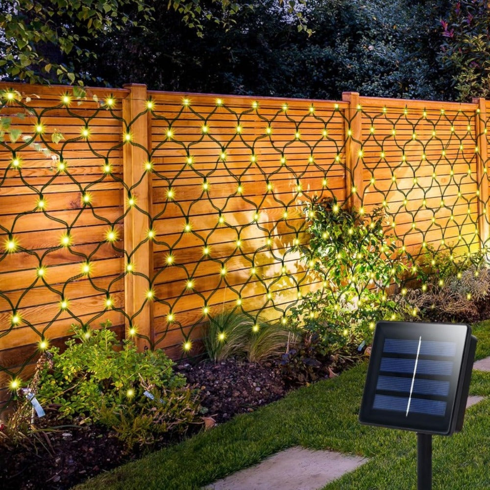 Solar Net Lights Outdoor 11.8ft x 5ft | 100 200 360 LED Mesh Bush Lights Auto On Off | Solar Powered Garden Fairy Lights for Tree Fence Backyard Decor Warm White White RGBY