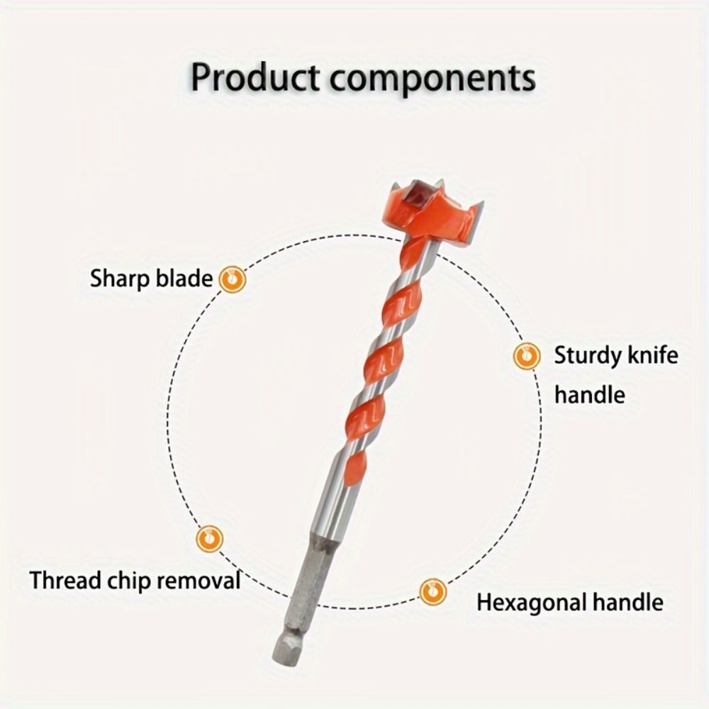 Long Drill Bits Set 5PCS Alloy Extended Length Hex Shank Auger Drill Bit for Wood Door Lock Plastic Hole Drilling Electric Screwdriver Compatible Woodworking Tool Kit