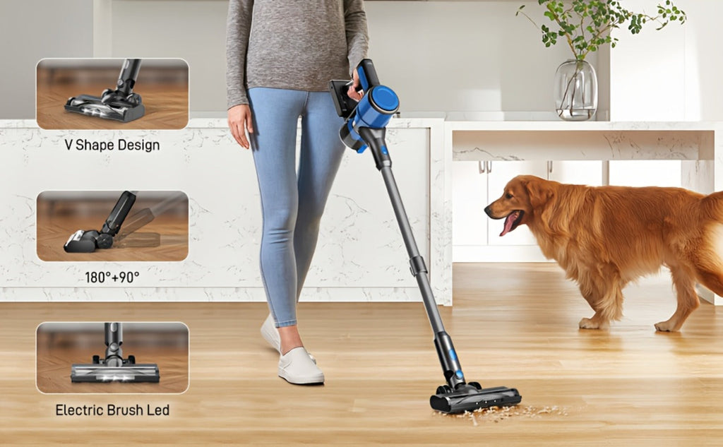Cordless Stick Vacuum Cleaner 56-68Kpa ¨C Lightweight 8-in-1 Handheld Vacuum with Rechargeable Battery, 45 Min Runtime for Hard Floors, Carpets & Pet Hair