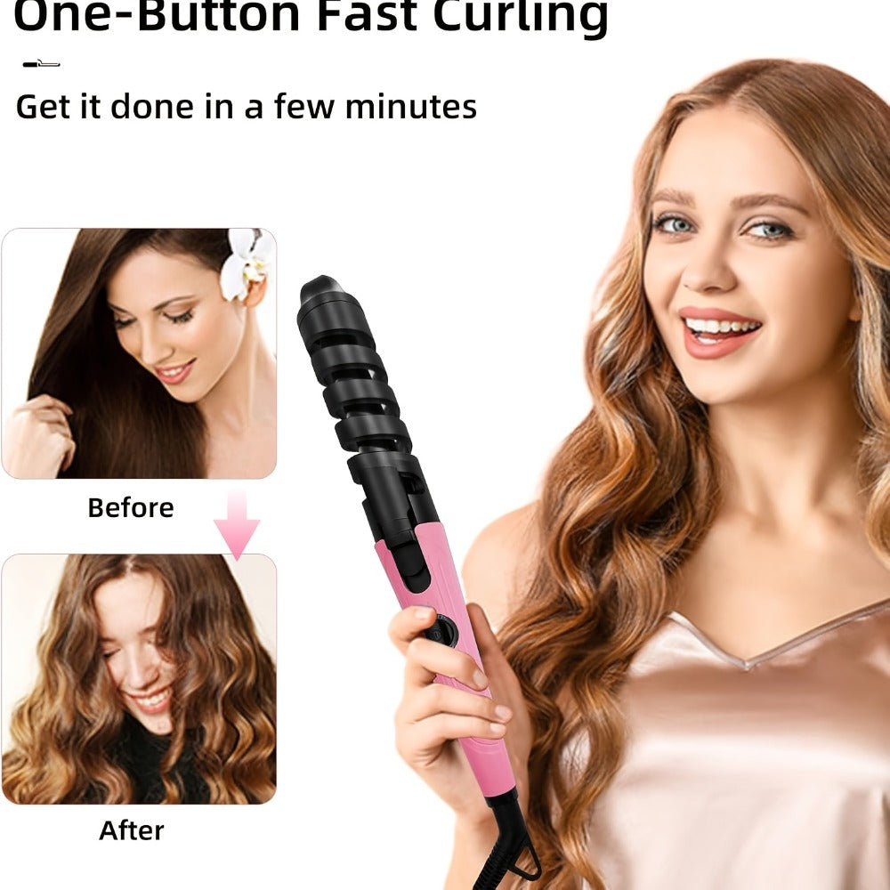 Automatic Spiral Curling Iron ¨C Anti-Scald Fast Heating Curler for Long & Short Hair, Portable Rotating Barrel, Women Gift