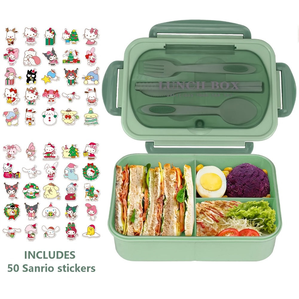 Sanrio Lunch Box Set 53pcs Bento Box with Thermal Bag Breakfast Cup Portable Sealed Compartment Microwave Dishwasher Safe for Work Picnic School