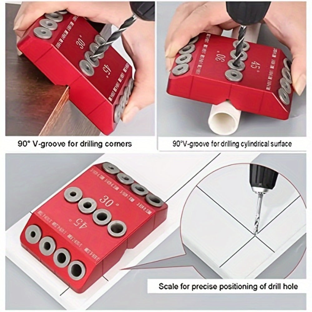 Metal Drill Guide Jig 30¡ã 45¡ã 90¡ã with Allen Wrench ¨C Precise Multi-Angle Drilling for Cable Railing, Lag Screw, Deck Post & Stair Handrail Installation