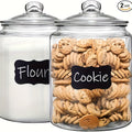 Glass Pantry Jars with Flip-Top Lids Set of 2 - Airtight Glass Storage Containers for Kitchen Pantry Organization, Cookies, Candy, Pasta, Countertop Canister Set, Reusable Round Glass Jars