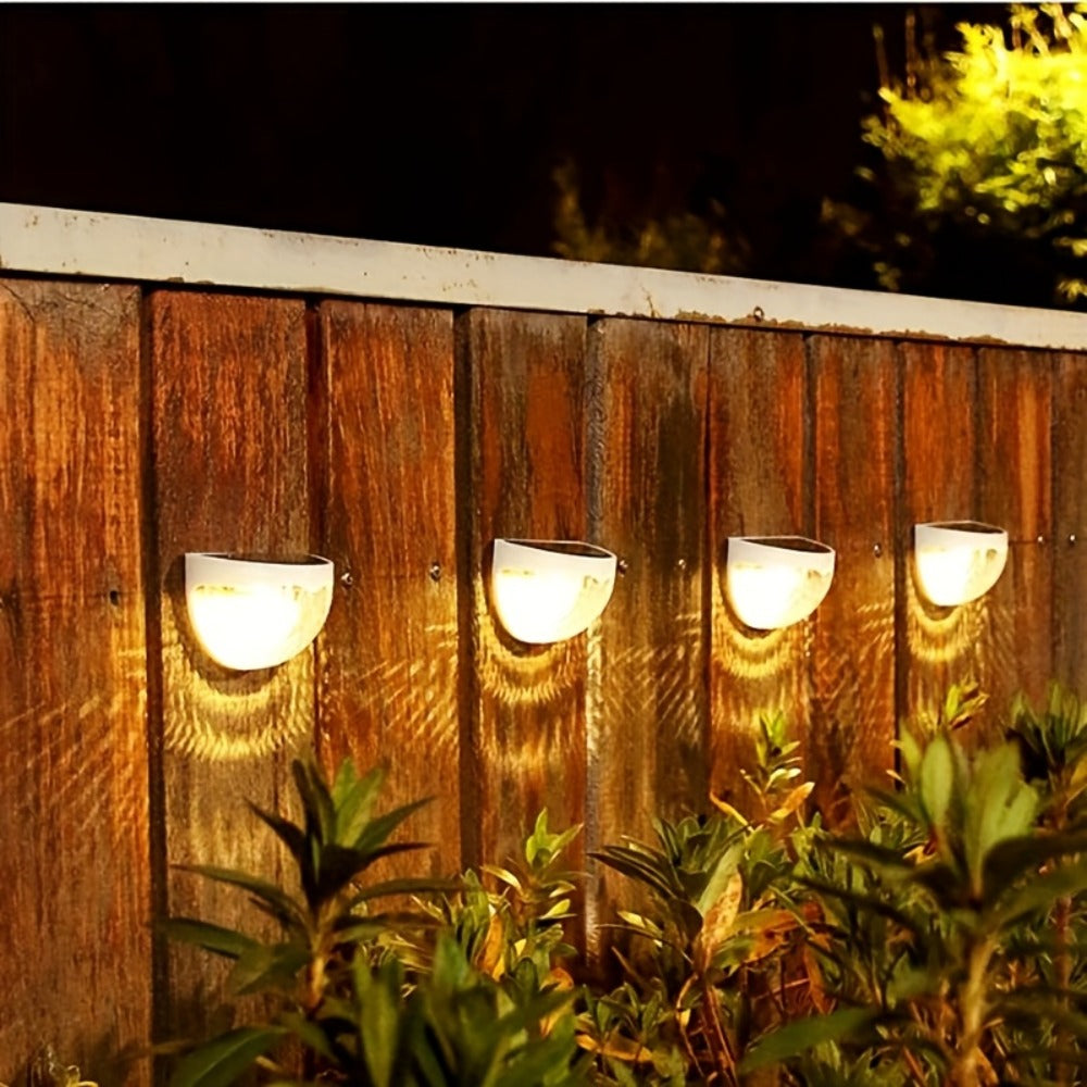 Solar Fence Lights Outdoor 6 Pack IPX4 Waterproof Solar Wall Lights Rechargeable for Porch Patio Deck Garage Security Lighting Decoration