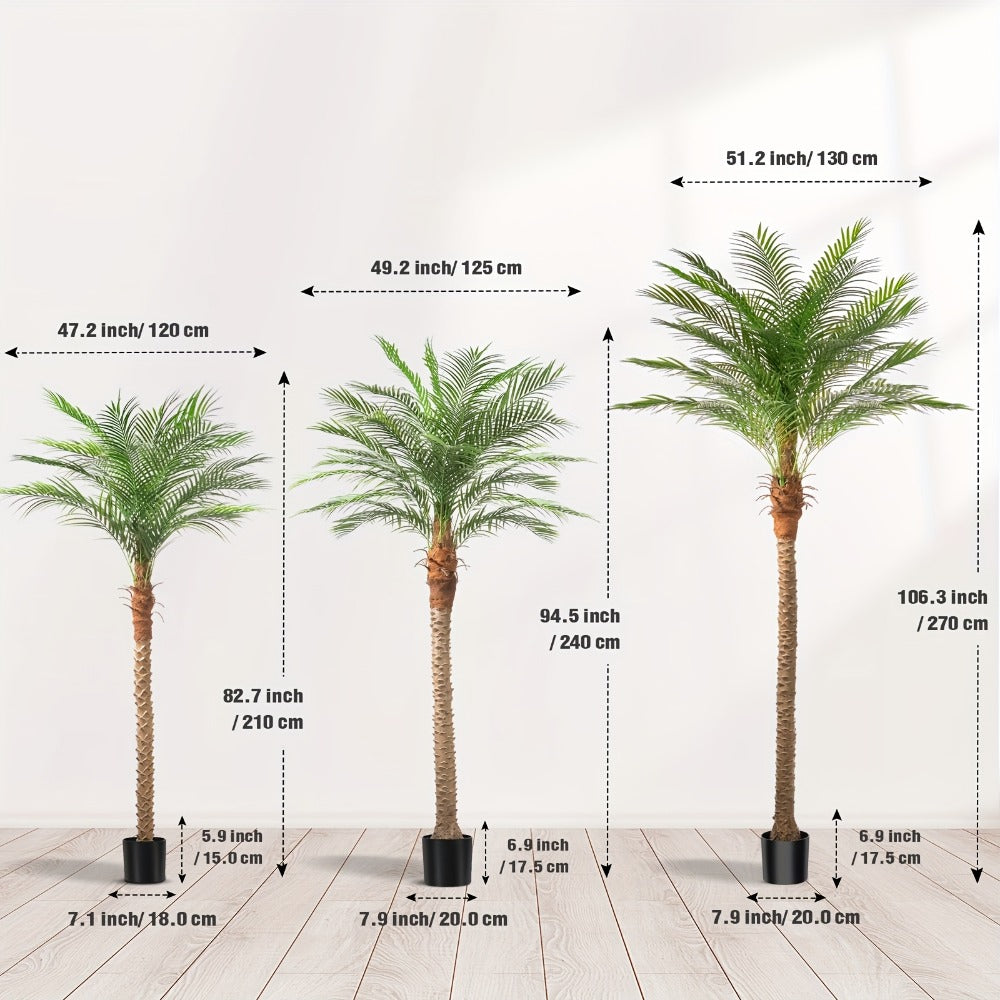Large Artificial Palm Tree 7ft 8ft 9ft, UV Resistant Faux Tropical Palm Tree with Realistic Leaves for Outdoor Patio Garden Yard, Indoor Living Room Hotel Pool Sunroom Christmas Decor