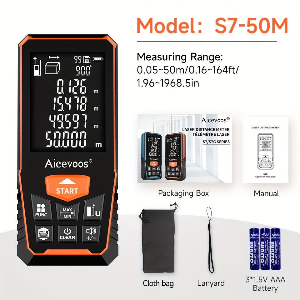 Digital Laser Rangefinder 50M 70M 100M 120M Laser Distance Meter Tape Measure Range Finder for Construction DIY Outdoor Contractor Gift