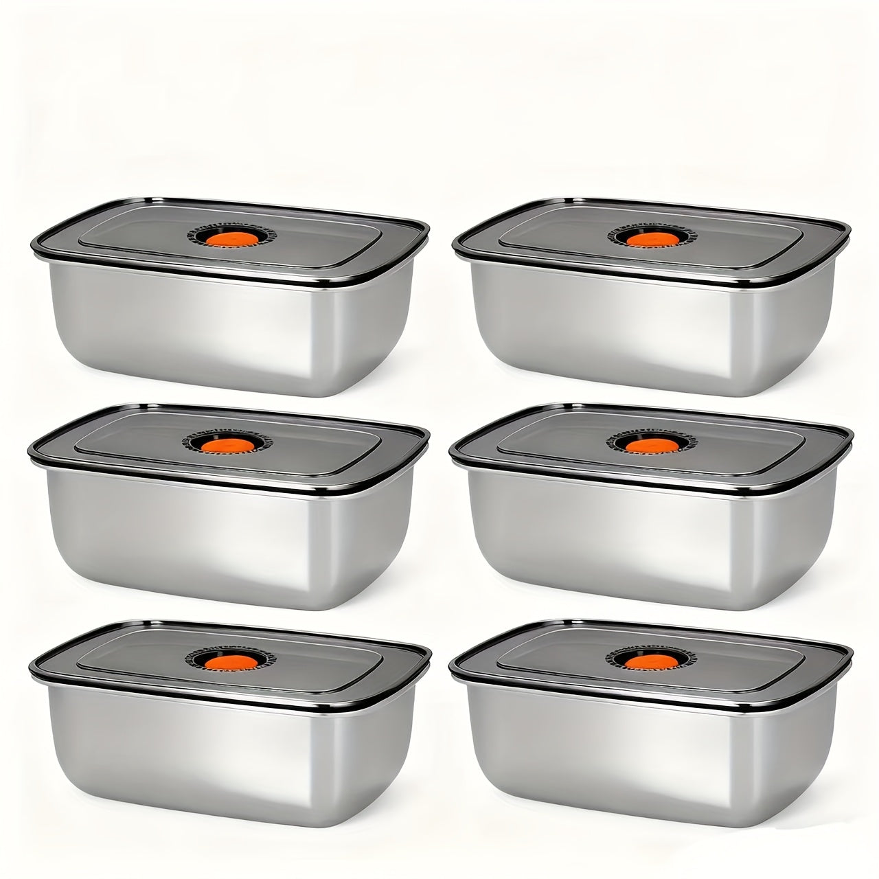 Stainless Steel Lunch Boxes, Set of 6 Large 50.72 oz Food Storage Containers with Lids ¨C Airtight Stackable Refrigerator Storage Containers for Meal Prep, Leftovers, Kitchen and Office