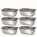 Stainless Steel Food Storage Containers, 6-Pack Airtight Stackable Meal Prep Containers with Lids ¨C 40.58 oz Each, Heavy-Duty Lunch Box Set for Fridge, Freezer, Leftovers, Vegetables, Meat and Pantry