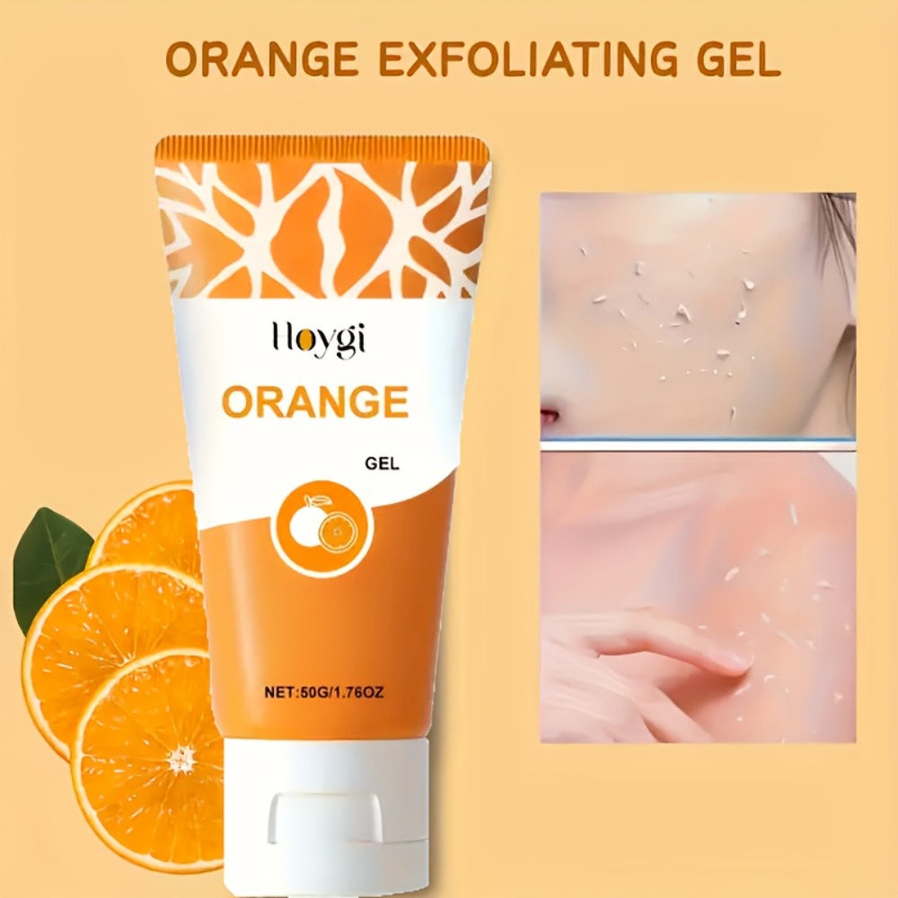 Exfoliating Gel Orange Enzyme 50g with Hyaluronic Acid Vitamin C - Gentle Face Body Scrub Gel for All Skin Types Clear Essence Exfoliator 1/2/3/4 Bottles