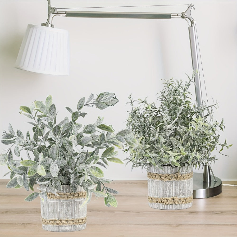 Fake Plants Artificial Plants Indoor 4-Pack Small Potted Greenery in Paper Pulp Pots | Faux Plants for Shelf Desk Home Office Farmhouse Bathroom Decor | Low-Maintenance Artificial Succulents Set