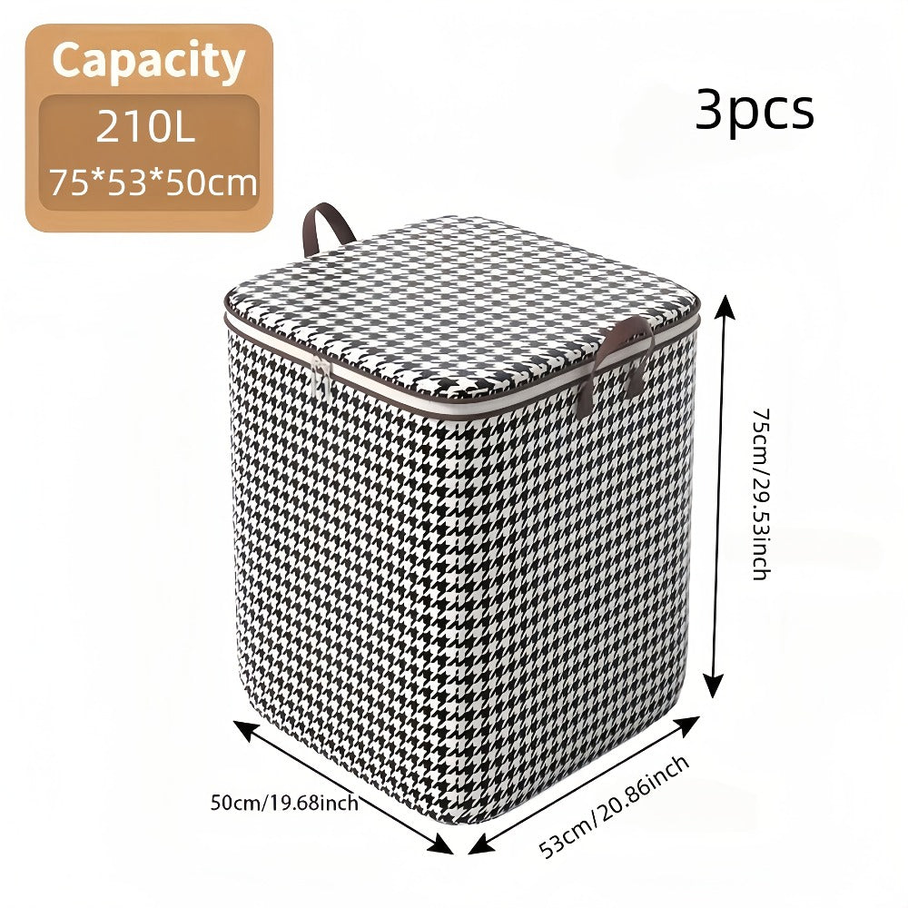 Oversized Storage Bin with Lid & Handles | Clothes Blanket Organizer Box, Dust-Proof Compartment Bucket, Under-Bed Travel Basket