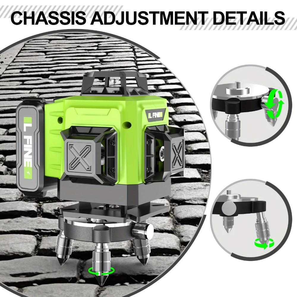 Laser Level 16 Line 4D Green Self-Leveling with Tripod 360 Degree Rotary Cross Line High Precision Auto Leveling Tool Rechargeable Lithium Battery Vertical Horizontal for Tiling Hanging Pictures Construction