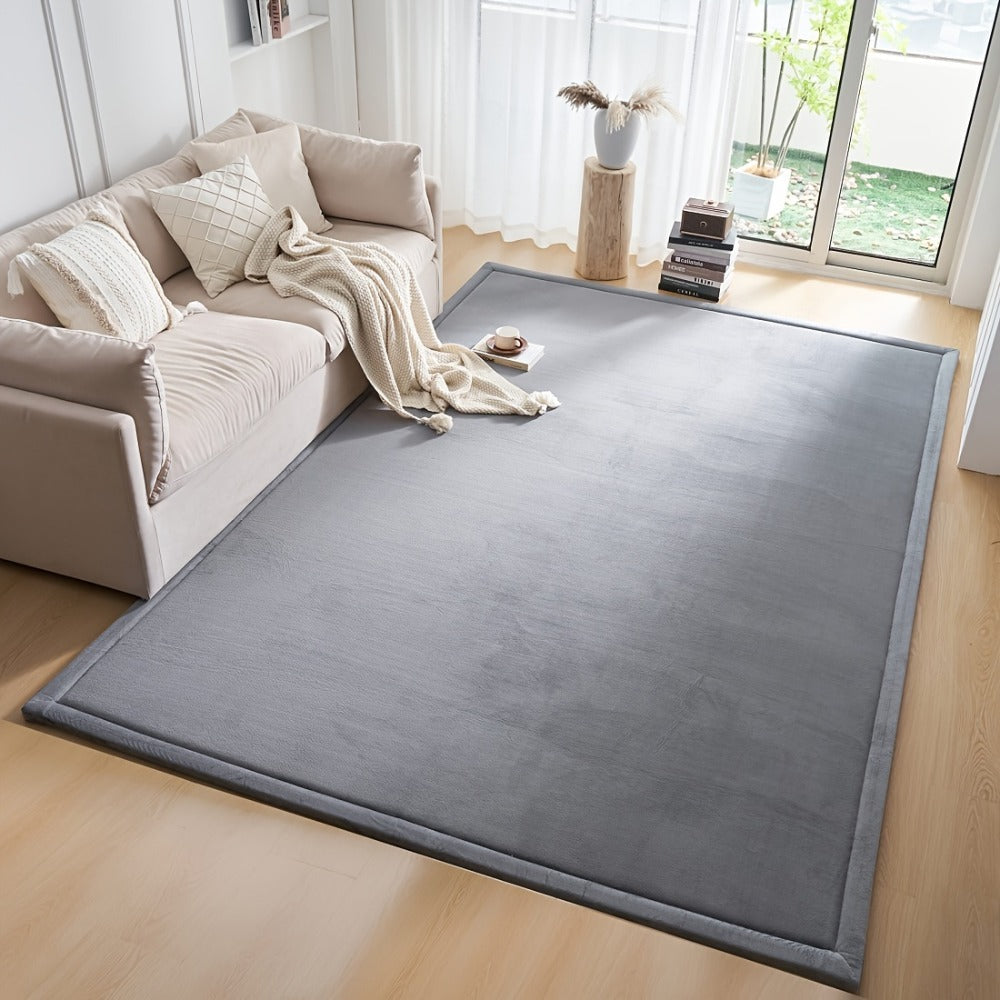 Tatami Floor Mat Thick Foam Padded Rug Coral Velvet Baby Play Mat Crawling Mat for Kids Nursery Playroom Living Room Yoga Mat Japanese Style Area Rug Non-Slip