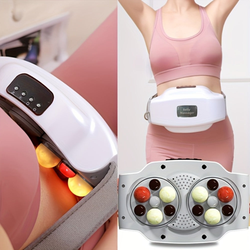 Electric Abdominal Massager with Heat - Rechargeable Portable Stomach Massager with 3 Massage Modes & Heating Function for Abdominal Pain Relief, Belly Relaxation, Cramp Relief, Home & Office Use