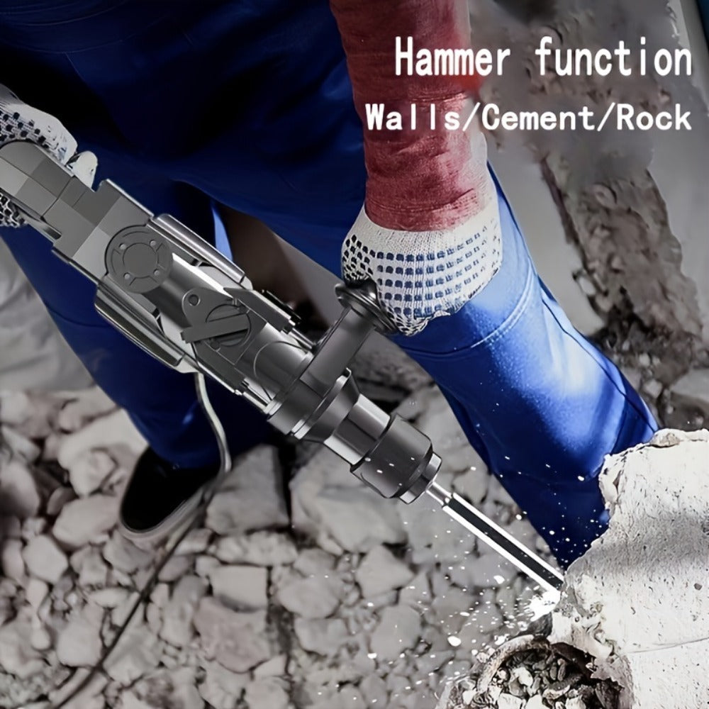 Hammer Drill 1100W 3-in-1 Multi-Function Electric Drill, Rotary Hammer & Chisel, Variable Speed, Heavy Duty for Concrete Wall Wood Metal Drilling, Includes Drill Bits, Accessories & Tool Box
