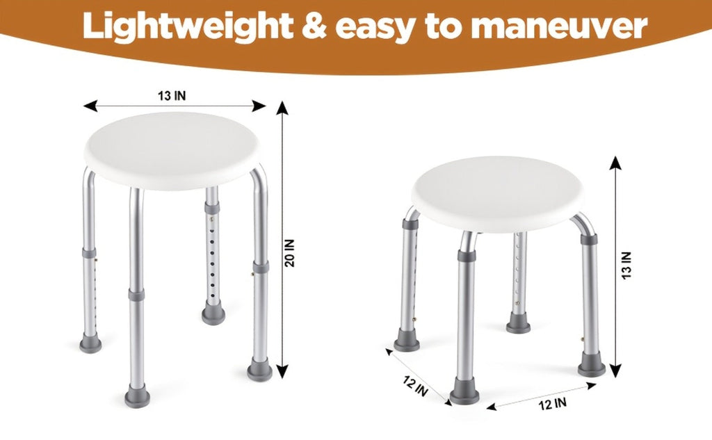Shower Stool for Inside Shower ¨C Adjustable Height Non-Slip Bath Seat, 300 LBS Capacity, Stable Bathroom Stool for Sitting, Fits Showers & Bathtubs, Lightweight & Easy Assembly