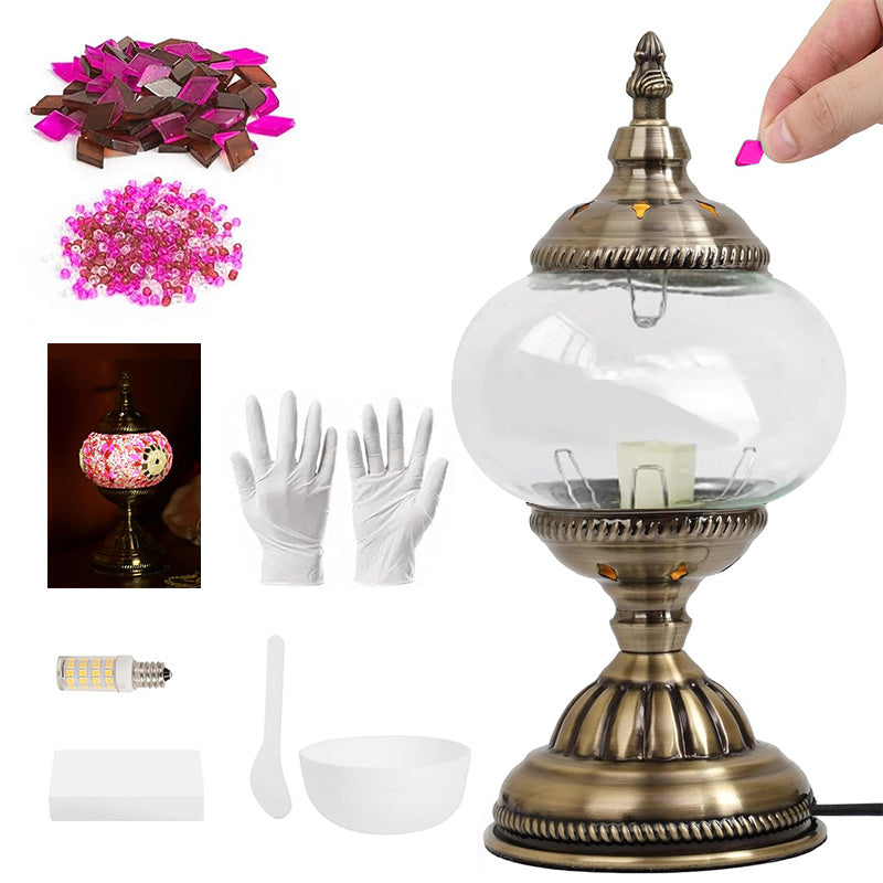 Moroccan Table Lamp Handmade DIY Turkish Lamp Dimmable Glass Metal Brass Bohemian Bedside Night Light with Remote for Bedroom Living Room Office Vintage Boho Home Decor Gift Multiple Colors