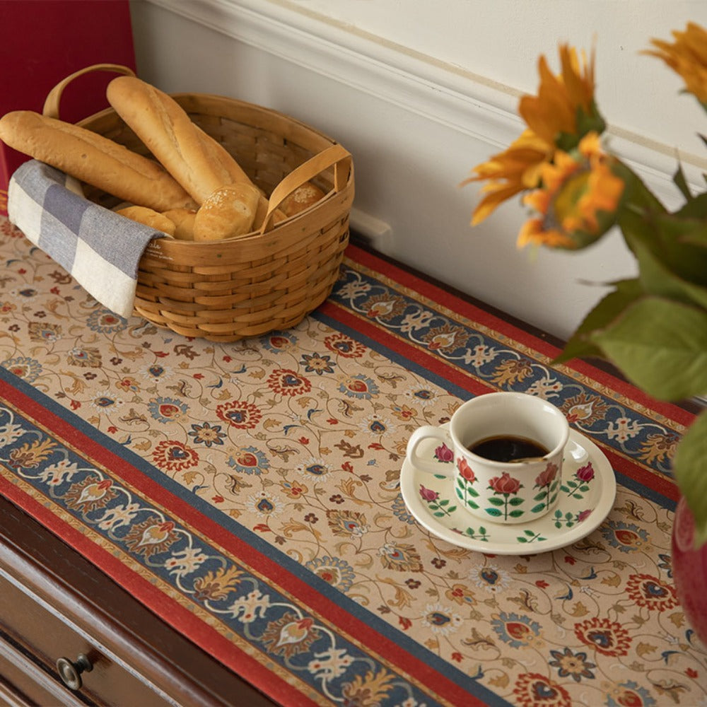 Boho Table Runner with Tassels | American Retro Style for Dining Table, Tea Table & TV Cabinet