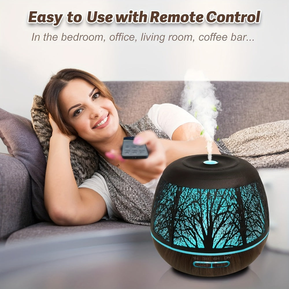 Essential Oil Diffuser 400ml Large Capacity Metal Aromatherapy Diffuser with Remote Control 7 Color LED Light Humidifier for Bedroom Home Decor Gift Owl Skull Dragonfly Design
