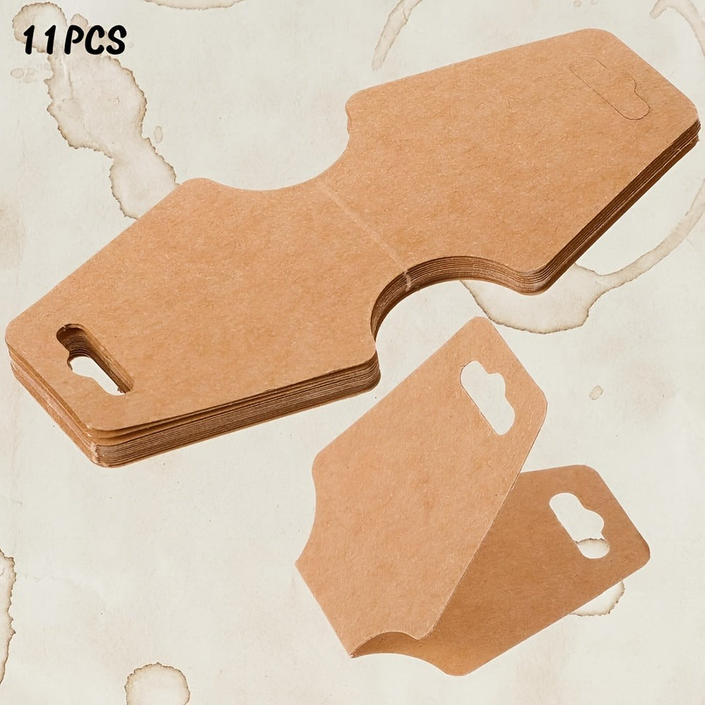 Jewelry Display Cards Wooden Self-Adhesive Kraft Backing | Rounded Corner Hang Tags for Necklaces Bracelets Keychains Boutique Packaging Home Organizing 11 99 Pack