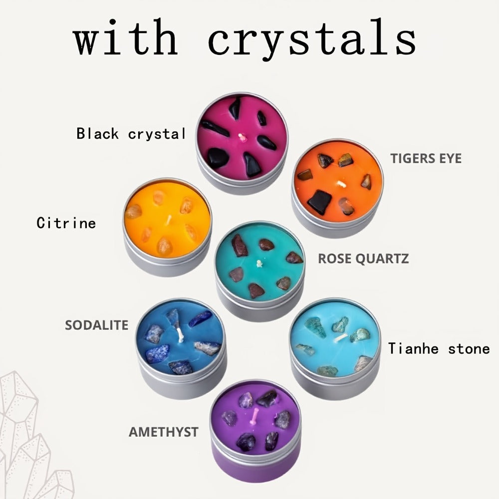 Scented Candle Gift Set 7 Soy Wax Candles with Natural Crystal Pendants 7 Colors Aromatherapy Candles for Home Decor Yoga Meditation Christmas Halloween Birthday Gift for Women Men