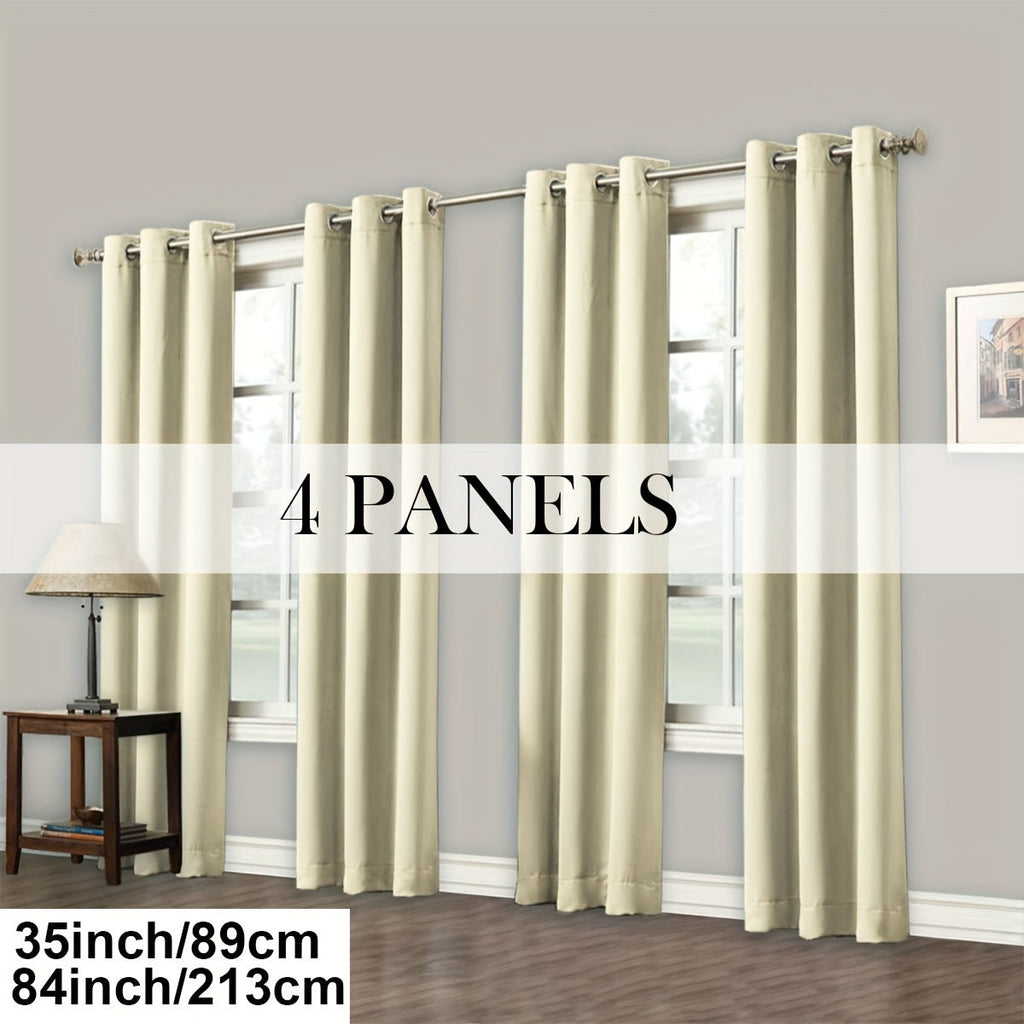 Blackout Curtains Grommet Top Room Darkening Window Drapes 4 Panels Set Living Room Bedroom
