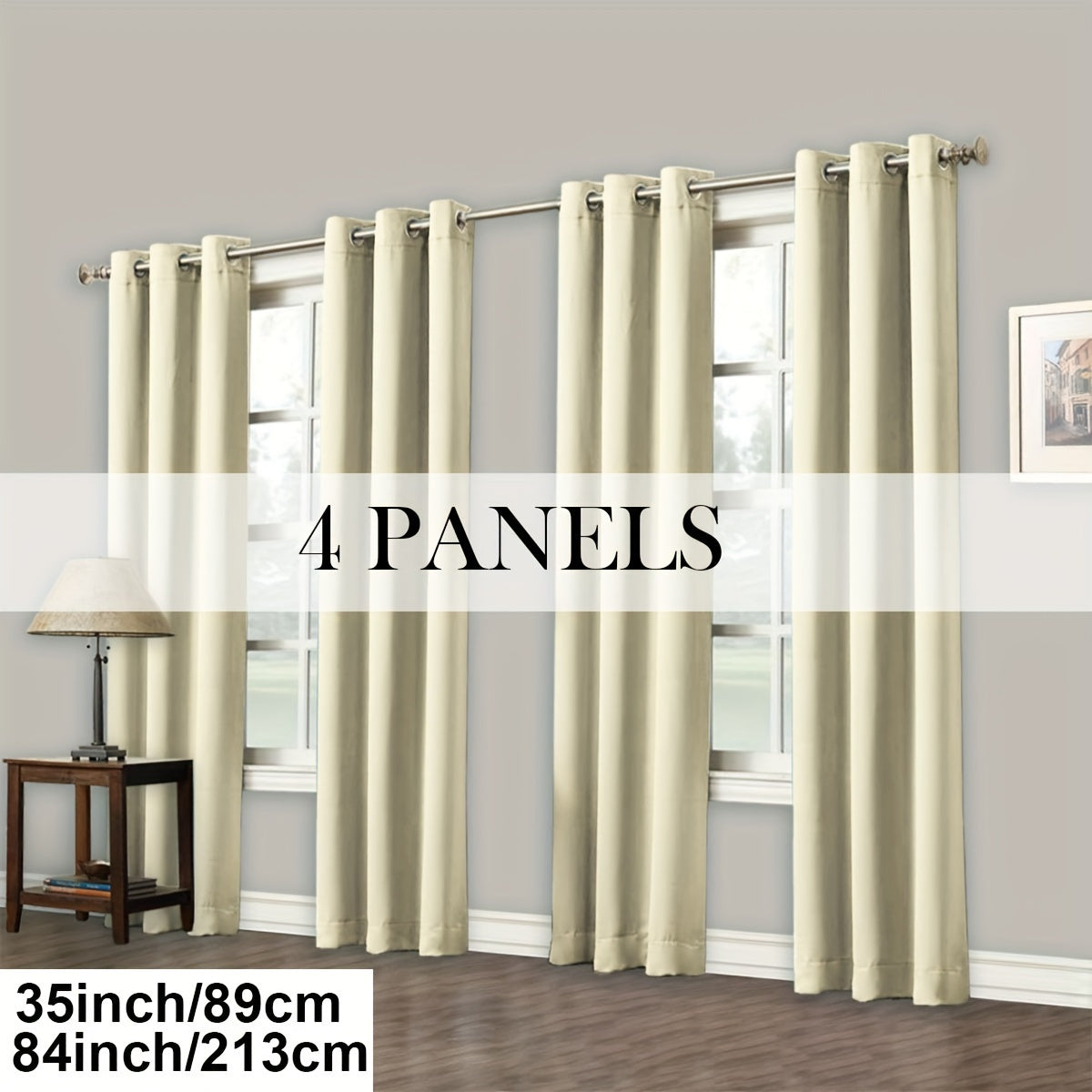 Blackout Curtains Grommet Top Room Darkening Window Drapes 4 Panels Set Living Room Bedroom