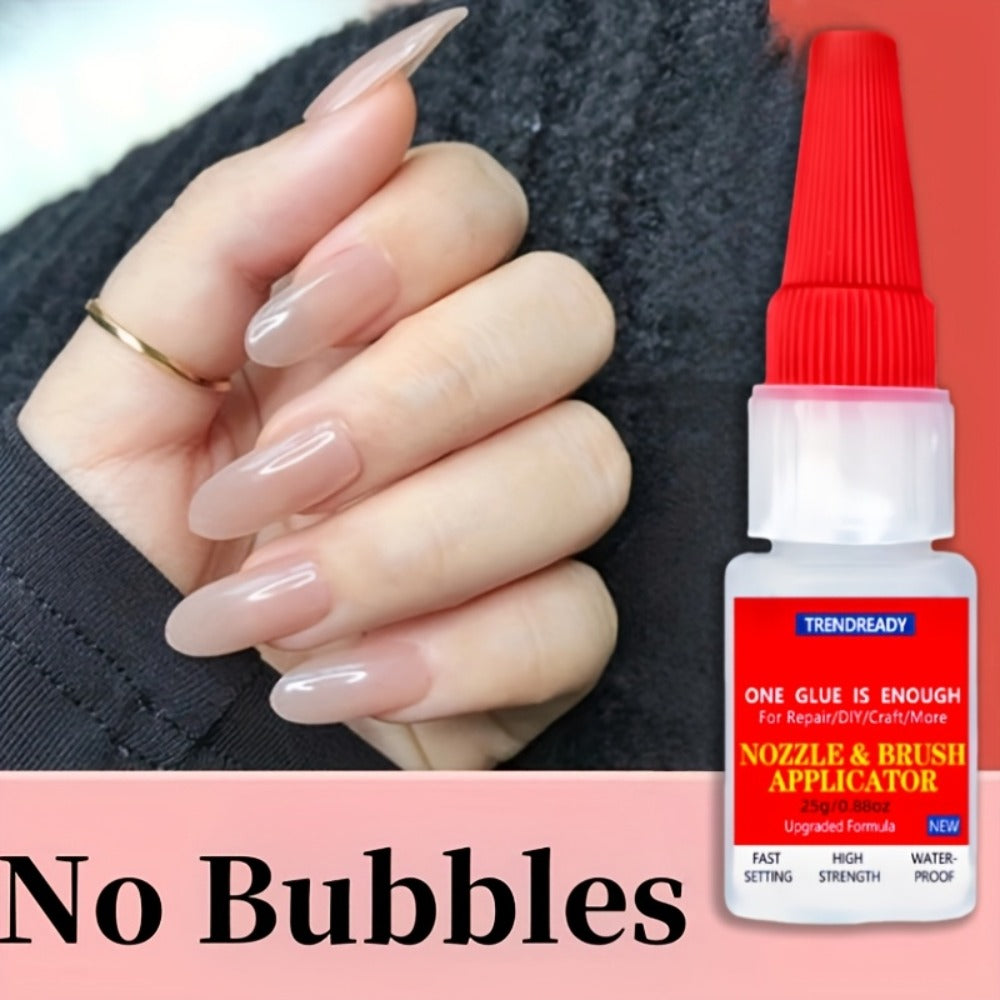 Nail Glue Salon Grade Super Glue 2-Pack ¨C Heavy Duty Clear Adhesive for Artificial Nails, Multi-Surface Repairs, Waterproof with Dropper & Brush, Non-Yellowing