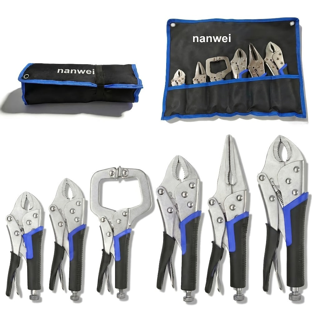 Pliers Set 6-Piece ¨C Needle Nose, Curved & Locking C-Type Pliers, 5¨C10 Inch Sizes, Versatile Vise Grip Tool Kit for Home Repair, Automotive, Electrical & DIY Projects