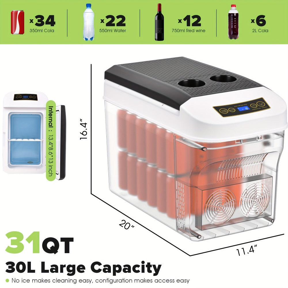 Portable Car Refrigerator Cooler & Warmer, 12V/24V DC & 120V AC Thermoelectric Fridge with Dual-Core Cooling ¨C 23 or 31 Quart Electric Cooler for Camping, RV, Road Trip and Fishing