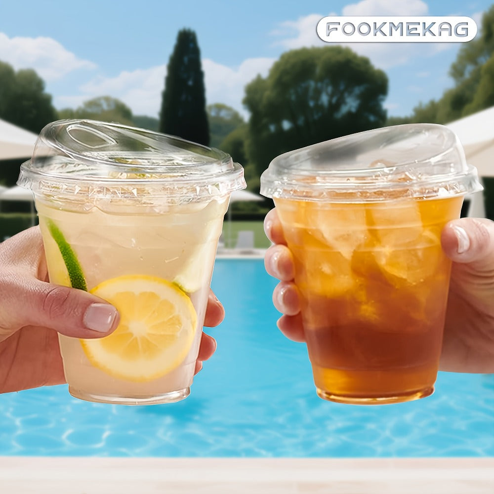 Disposable Clear PET Cups with Lids 50 Sets ¨C Transparent Plastic Cups for Coffee Smoothies Cold Drinks Parties Picnics Travel, 16oz & 20oz
