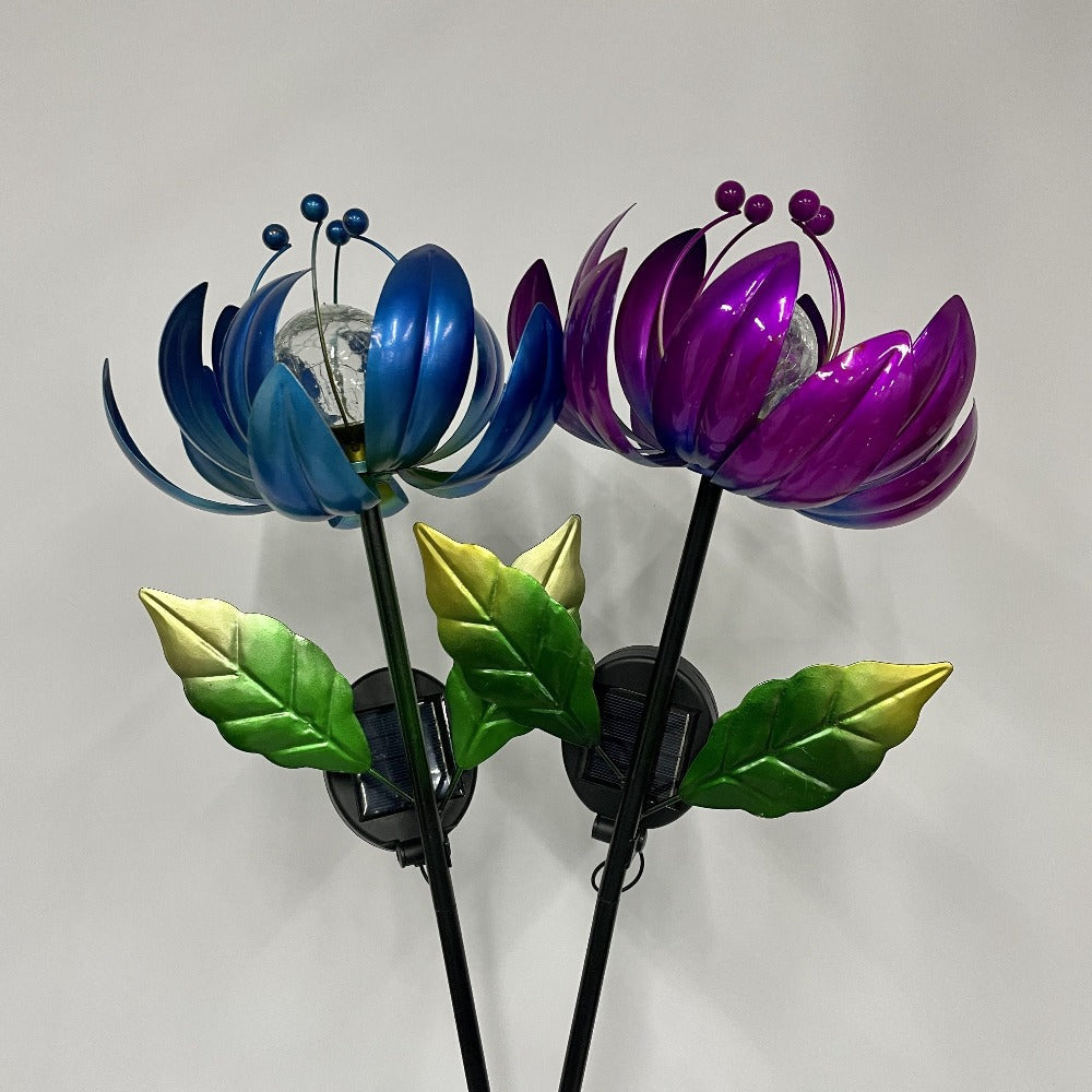 Solar Outdoor Windmill Light Rotating Garden Stake | Color Changing LED | Waterproof Solar Garden Light | Spinning Windmill Lamp for Patio Lawn Yard Pathway Decoration | Purple Blue
