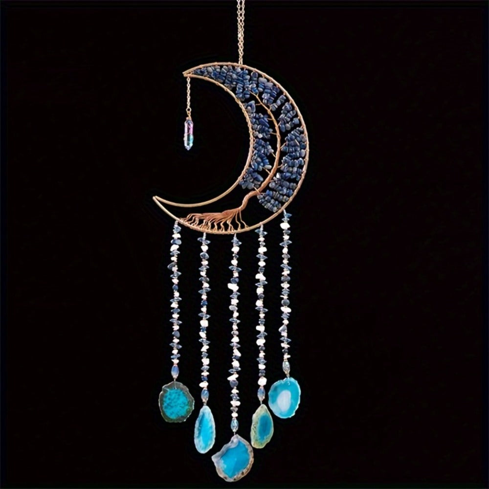 Dreamcatcher Moon Suncatcher Wall Hanging ¨C Handmade Boho Wind Chime Pendant for Indoor Outdoor Garden, Courtyard & Party Decor ¨C Christmas & Birthday Gift