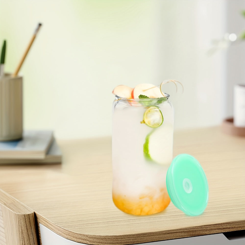 Frosted Sublimation Glass Tumblers 16oz Borosilicate Can Cups with Acrylic Lids ¨C Set of 8 or 12 for Juice, Soda & Iced Coffee