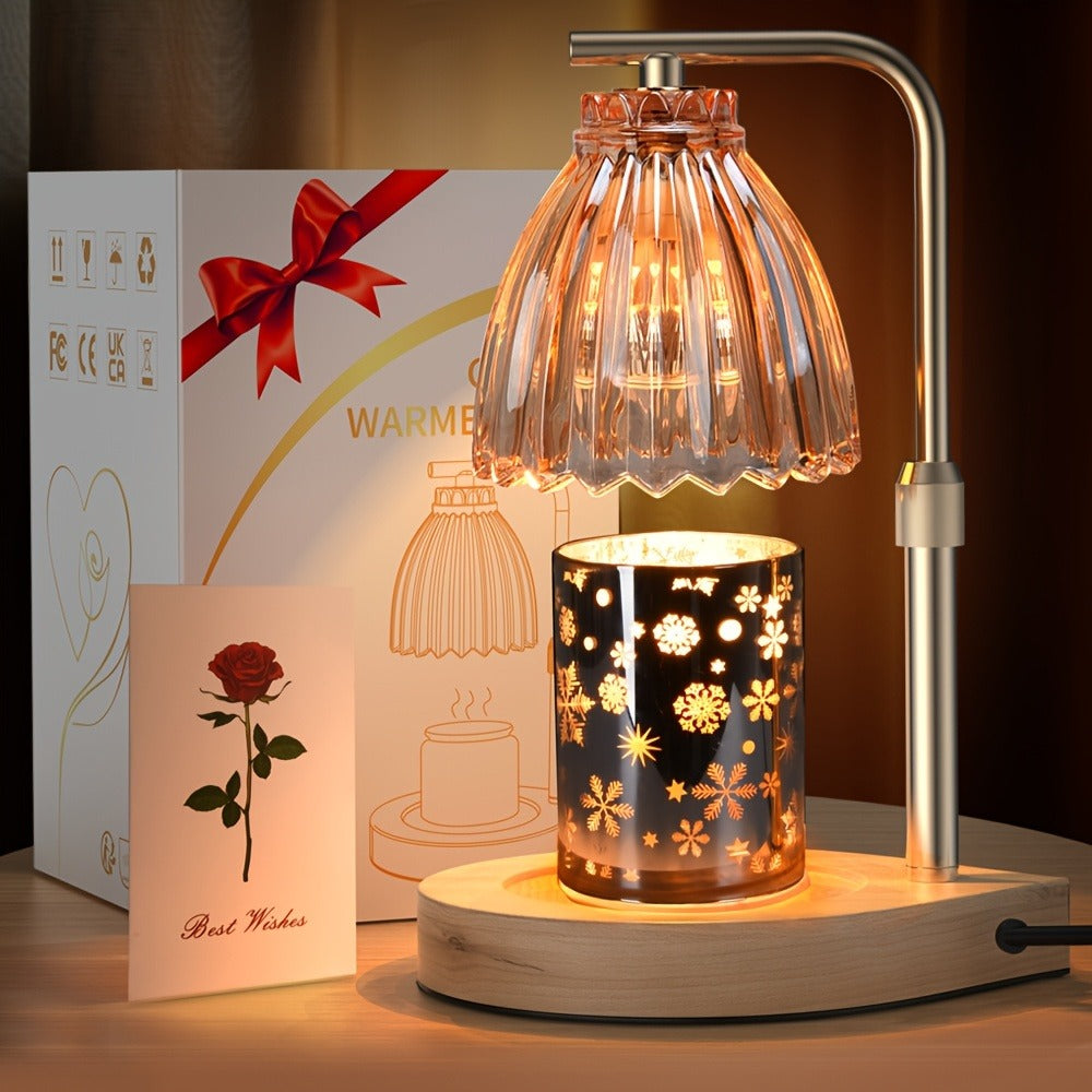 Gold Candle Warmer Lamp Dimmable Adjustable Height Single Wax Melt Warmer for Scented Candle Jars Flameless Electric Candle Lamp Golden Finish Home Decor Gift for Wife Mom Friend Mother's Day Housewarming