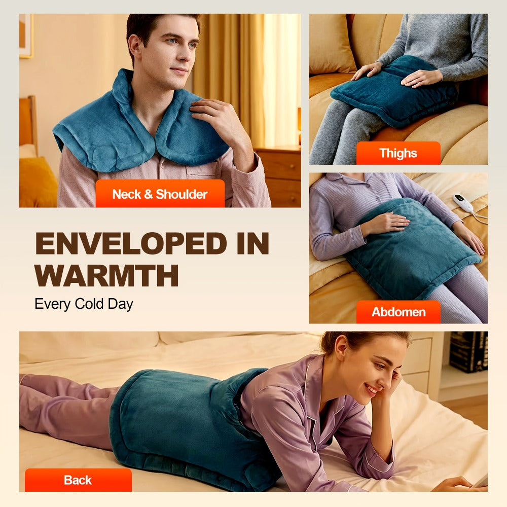 Graphene Heating Pad for Neck Shoulders & Back ¨C 130W Weighted Electric Pad, Soft Flannel, Multiple Heat Settings, Timer & Auto Shut-Off, Machine Washable, 22¡±x18¡±