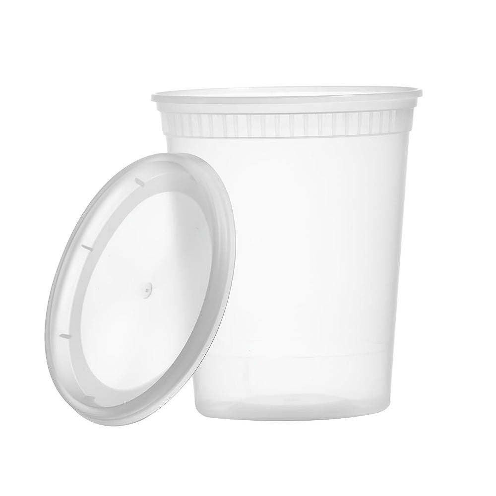 32oz Plastic Food Storage Containers with Lids 48 Sets Cups & Lids Meal Prep Containers Microwave Safe Portable
