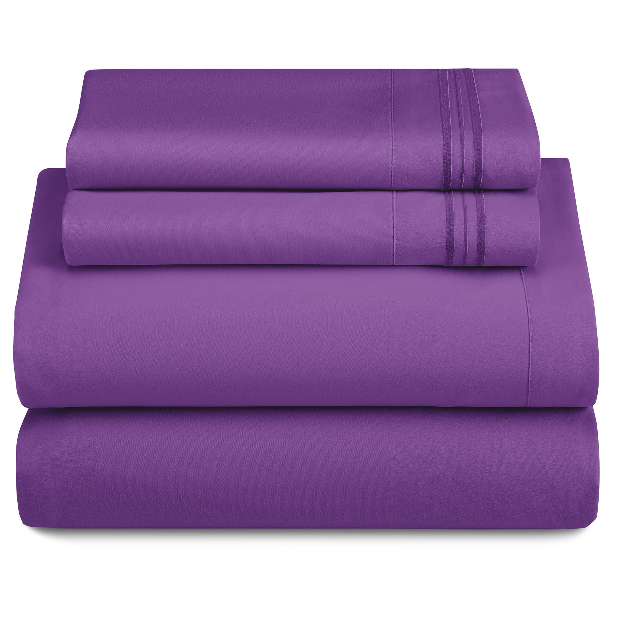 Bed Sheets Set 4-Piece Microfiber 1800 Series Deep Pocket Fitted Sheet Flat Sheet Pillowcases Soft Breathable Wrinkle Fade Resistant Twin Full Queen King Cal King 20 Colors