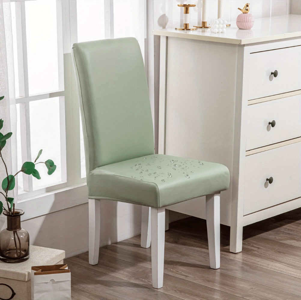 Dining Chair Covers Set of 4 6 Waterproof PU Leather Stretch Slipcover Oil Proof Universal Fit Chair Protector for Dining Room Kitchen Hotel Home Decor - 9 Colors