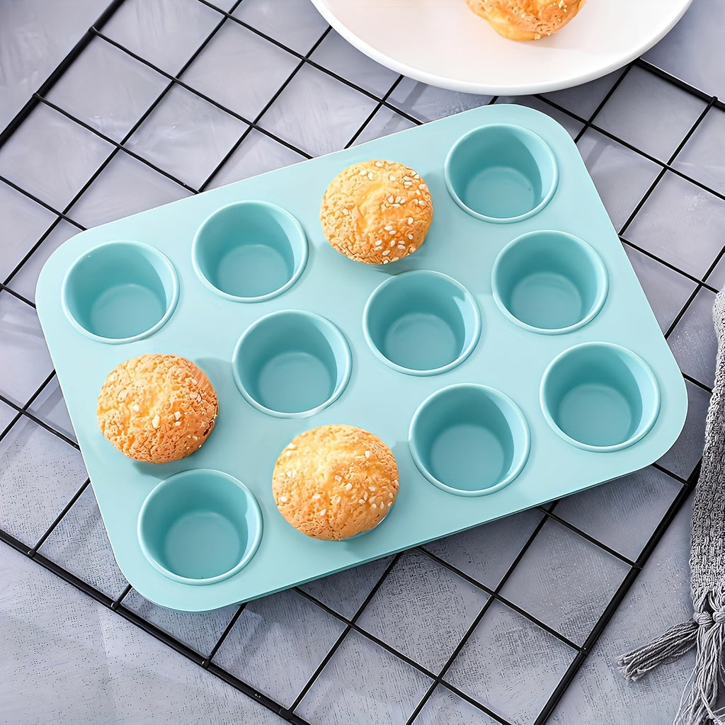 Silicone Baking Pan Set 6-Piece, Nonstick Silicone Cake Molds, Muffin Pan & Donut Baking Pan, Flexible Easy Release Bakeware for Oven Use, Holiday Baking Molds in Pink Gray Blue