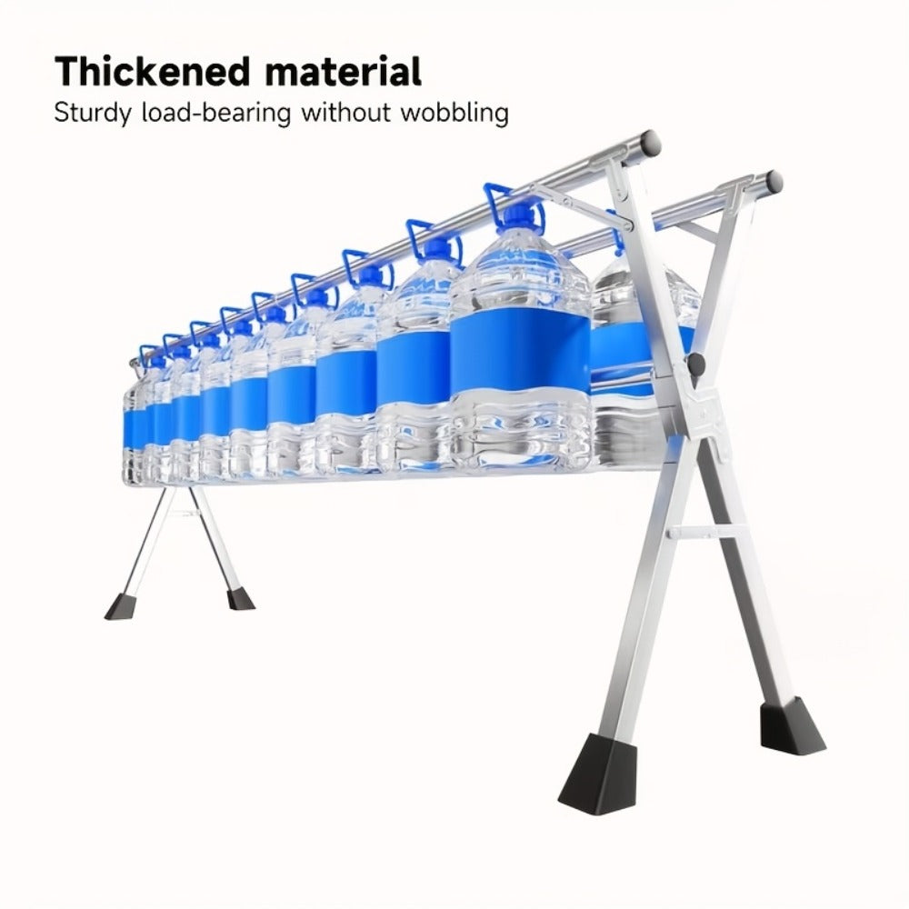Foldable Clothes Drying Rack 3-Bar ¨C Heavy Duty Stainless Steel Collapsible Laundry Rack, Retractable 63¡± or 79¡± for Indoor & Outdoor Use ¨C Freestanding Portable Clothesline Drying Rack