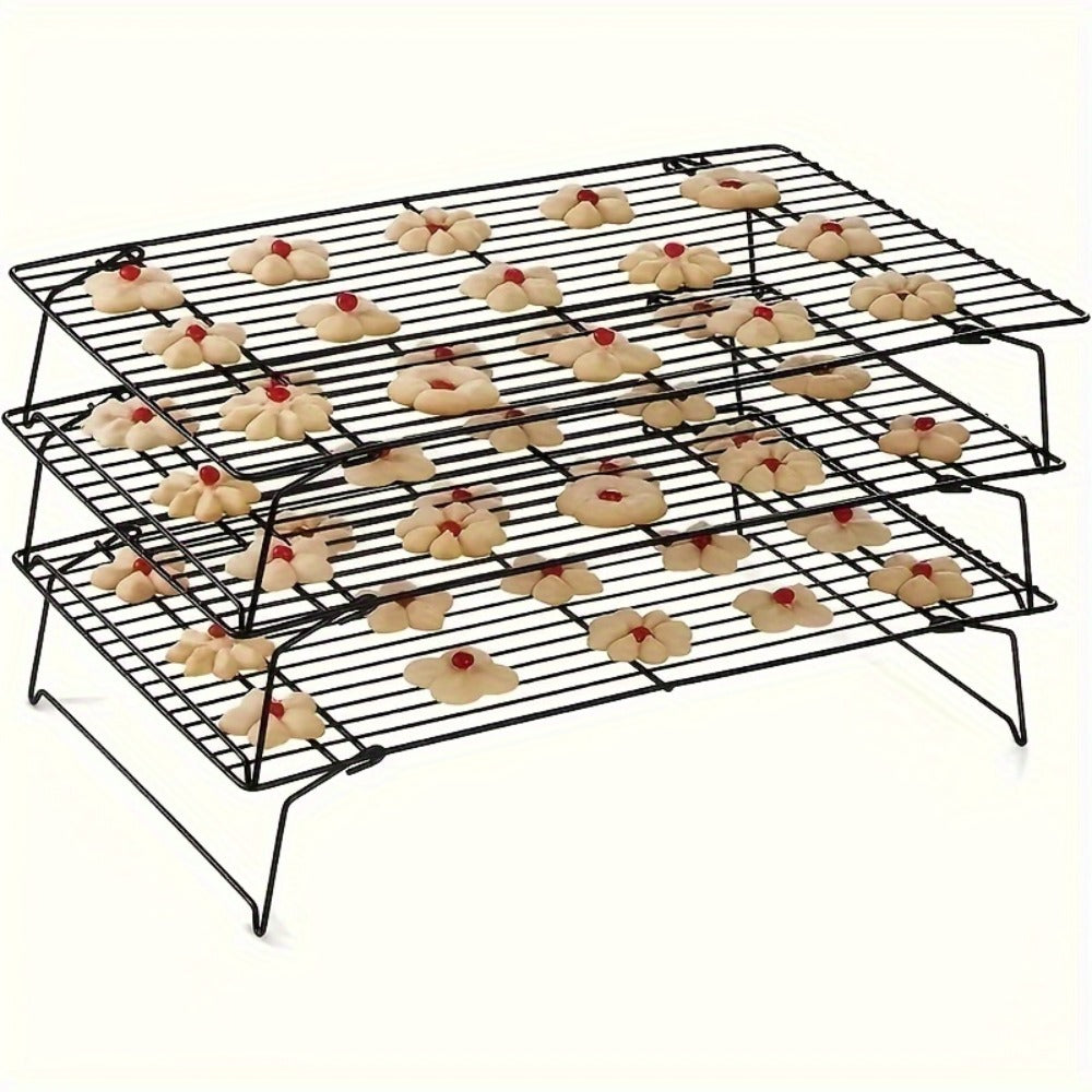 Cooling Rack for Baking Set of 3 Collapsible Stackable Wire Rack Oven Safe Stainless Steel Cookie Cooling Rack Kitchen Baking Rack for Cake Bread Cookies Roasting Air Frying