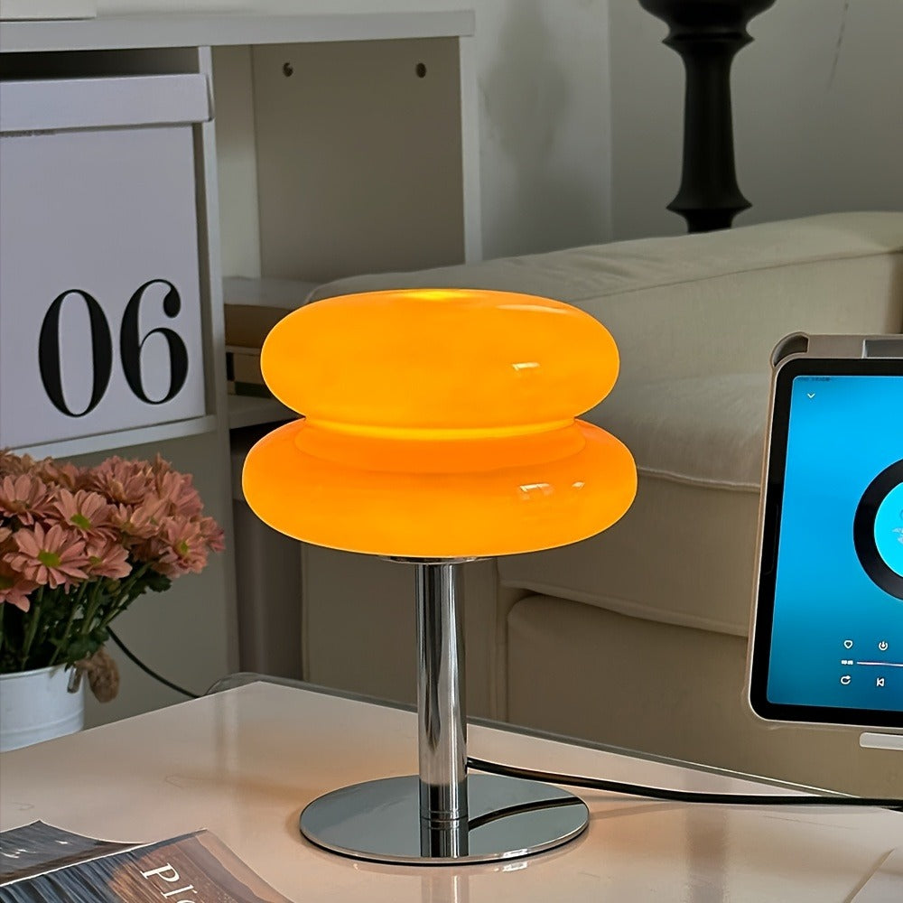 Mushroom Lamp Dimmable Bedside Nightstand Light Glass Shade Aesthetic Cute Table Lamp for Bedroom Living Room Home Decor Ambient Lighting Orange