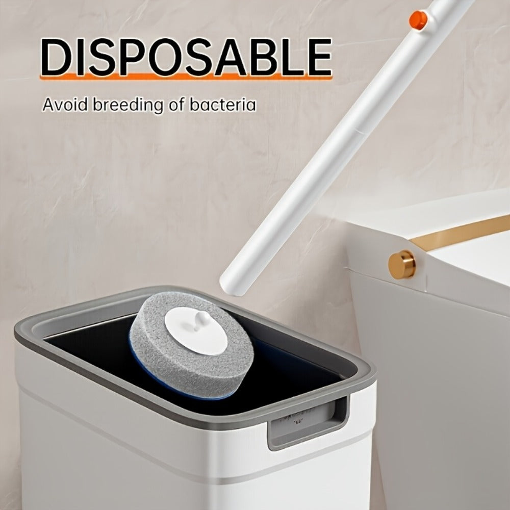 Disposable Toilet Brush & Holder Set with 6 Refill Wands ¨C Wall Mounted, Pre-Loaded Scrubbing Solution, No-Touch Bathroom Cleaning Supplies, White