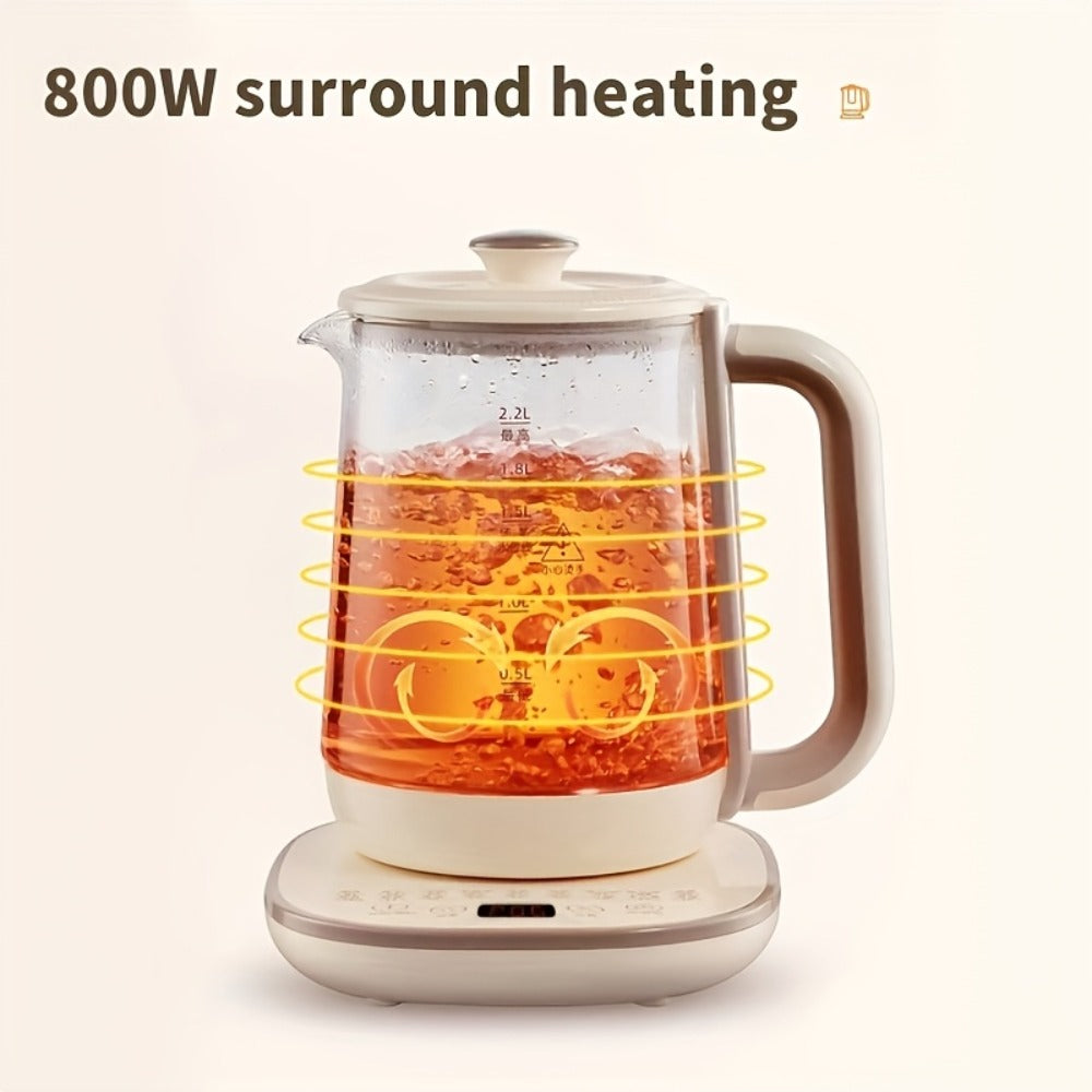 Electric Glass Kettle 1.8L with 18 Functions Removable Filter Multi-Functional Health Pot US Plug Thickened Borosilicate Glass